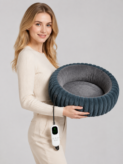 Round Heated Pet Bed with Timer side view
