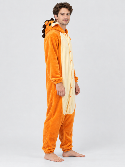 Orange Kigurumi Pajama with Hood, Ears, and Face