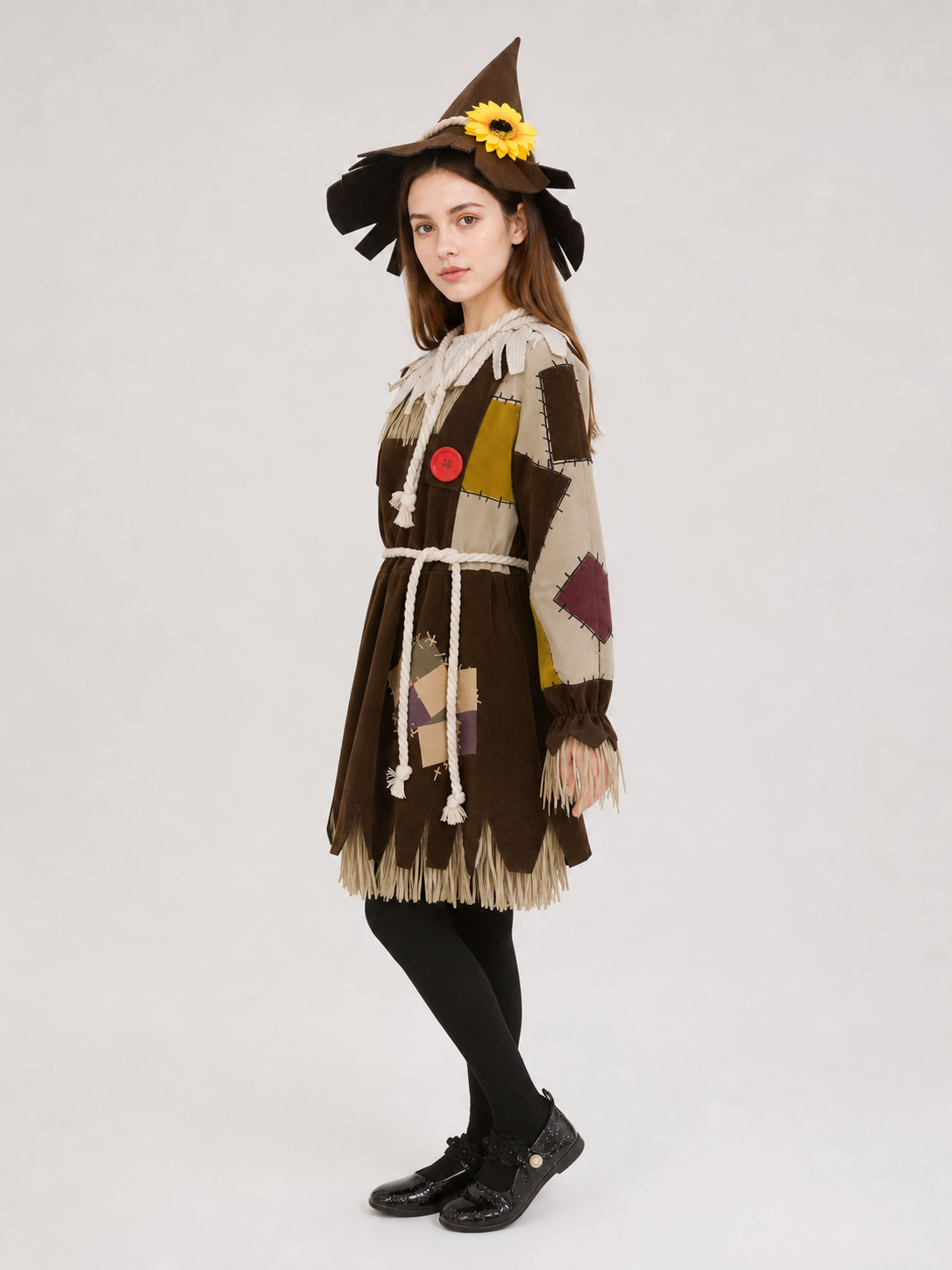 Scarecrow Stage Costume with Hat and Fringe side view
