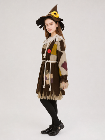 Scarecrow Stage Costume with Hat and Fringe side view