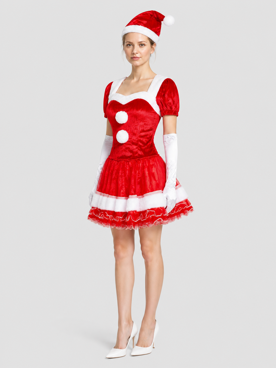 Christmas Costume with Dress, Hat, and Gloves