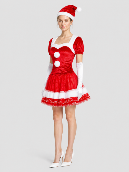 Christmas Costume with Dress, Hat, and Gloves