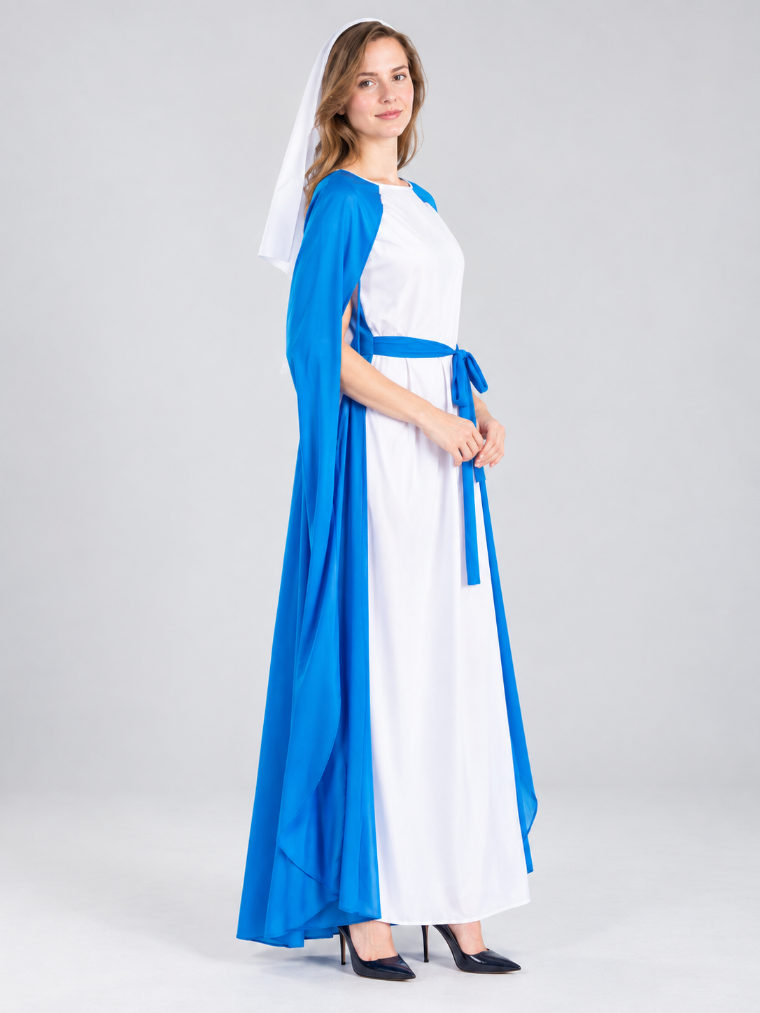 White and Blue Vampire Costume with Dress and Cape