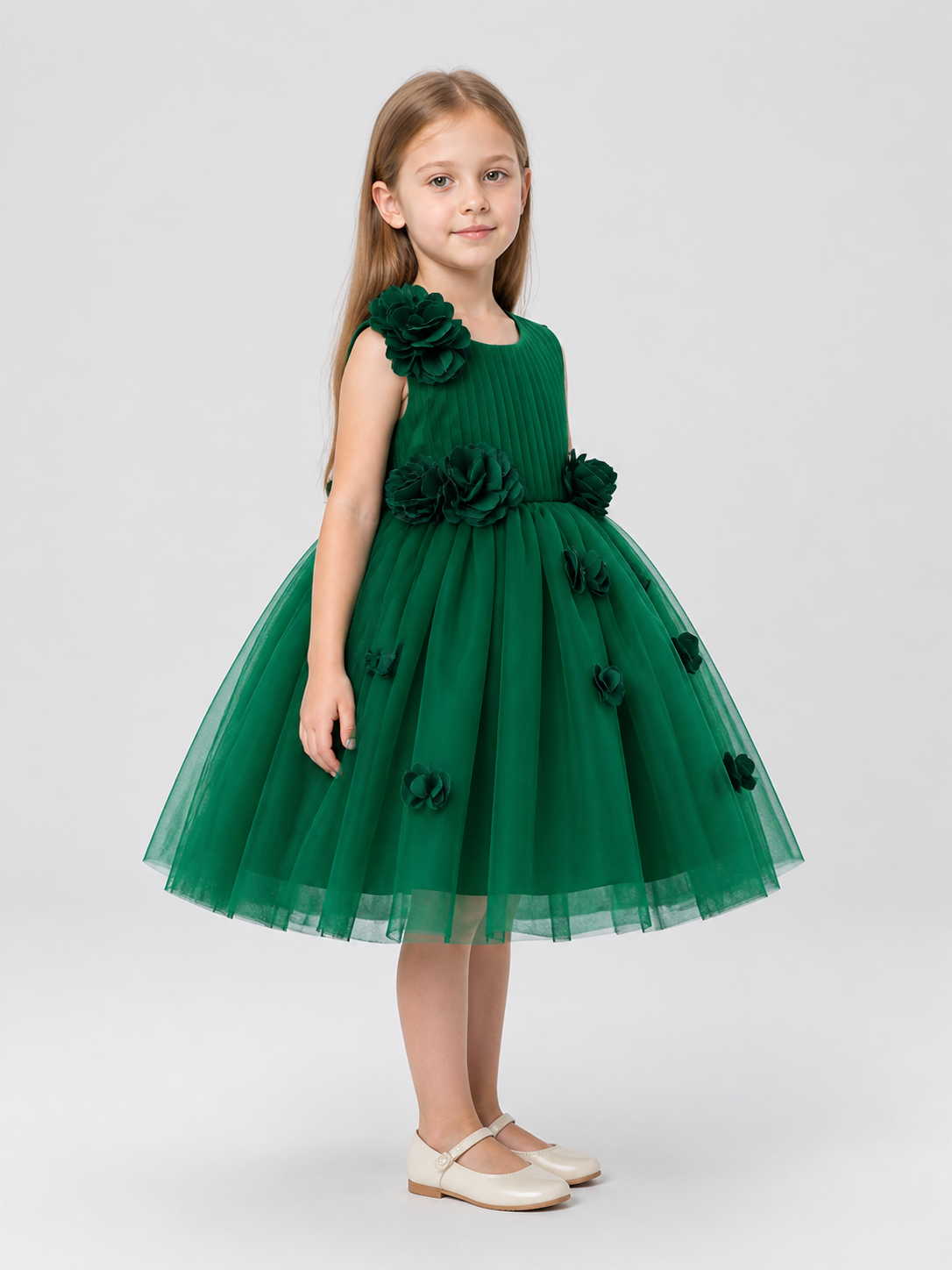 Tutu Dress with 3D Flowers for a Flower Girl
