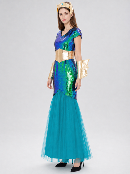 Sequin Cosplay Dress with V-Neck side view