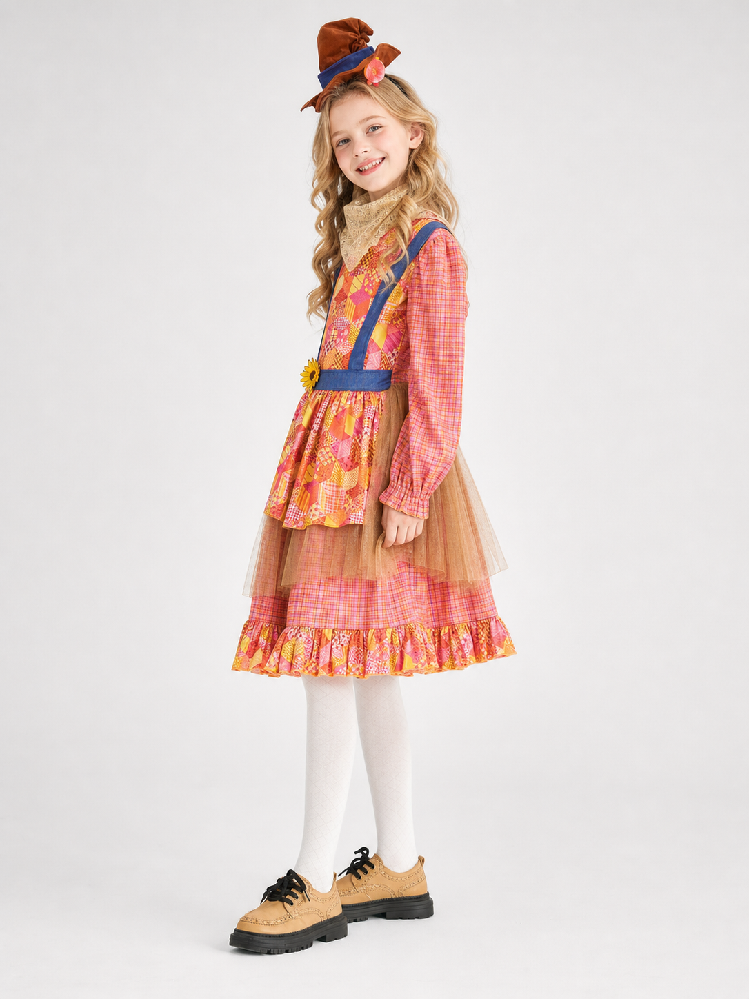 Halloween Scarecrow Costume with Dress and Hat