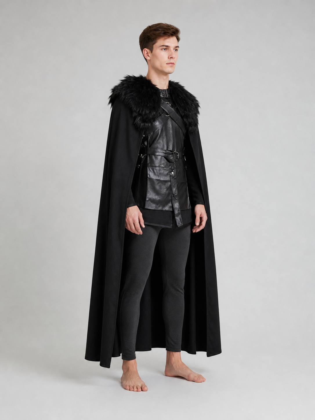 Jon Snow Cosplay Costume with Black Cloak