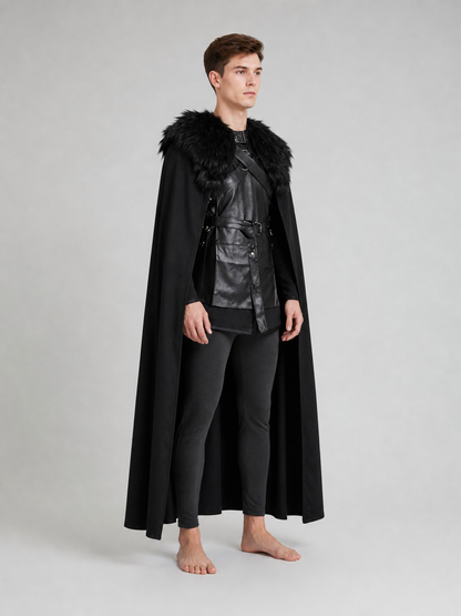Jon Snow Cosplay Costume with Black Cloak
