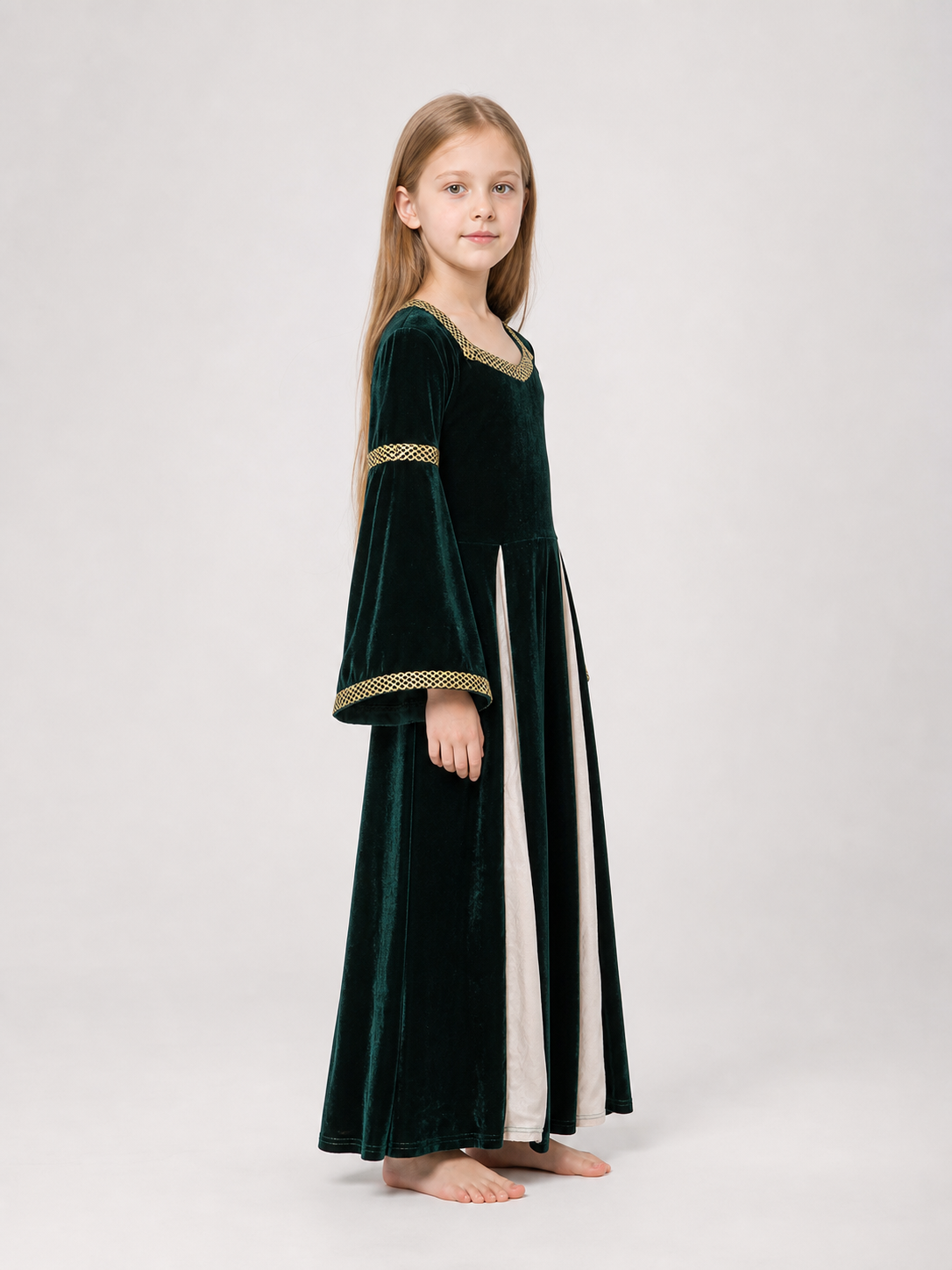 Medieval Floor-Length Dress with Bell Sleeves