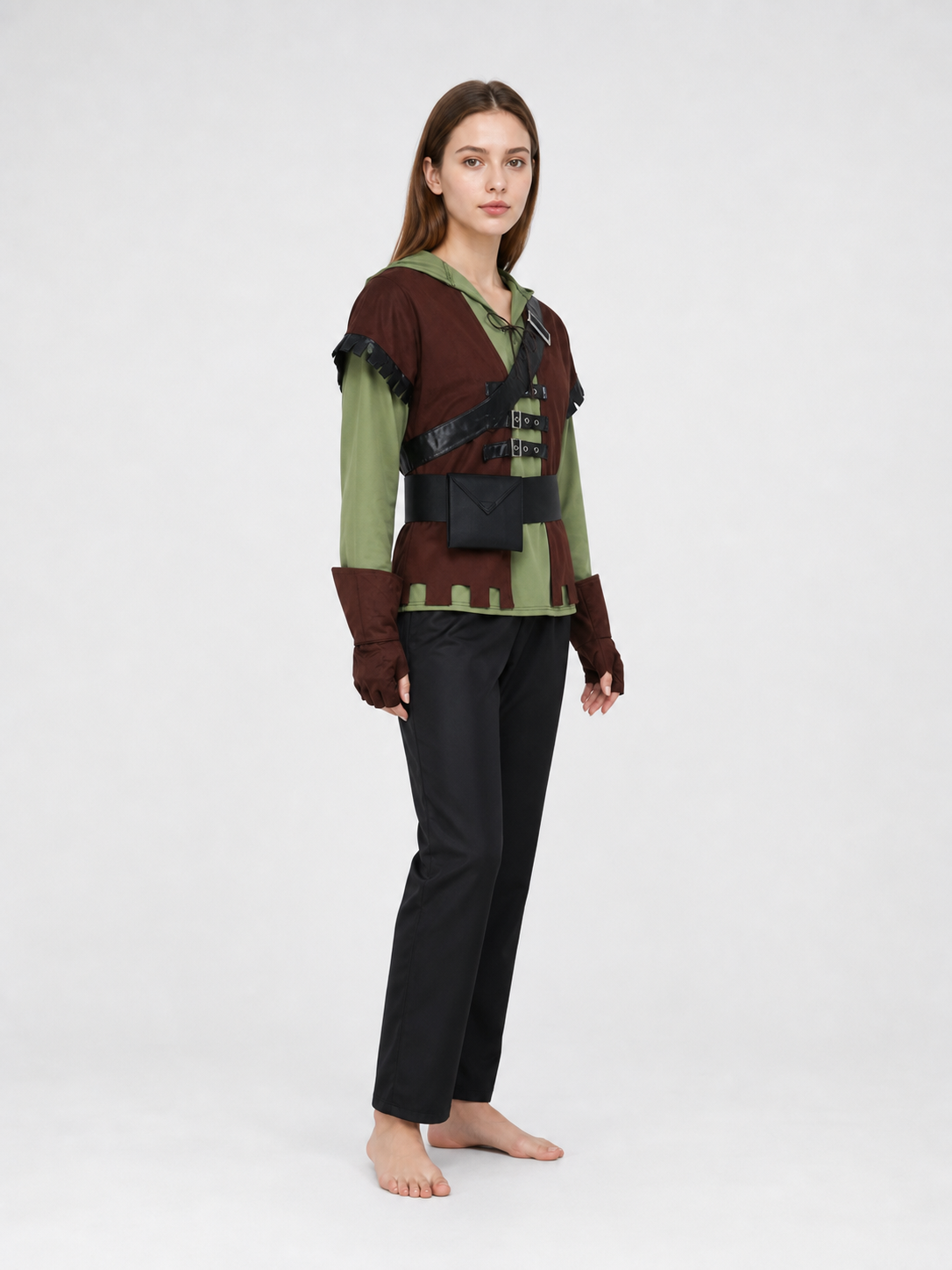 Green Arrow cosplay costume with vest and belt