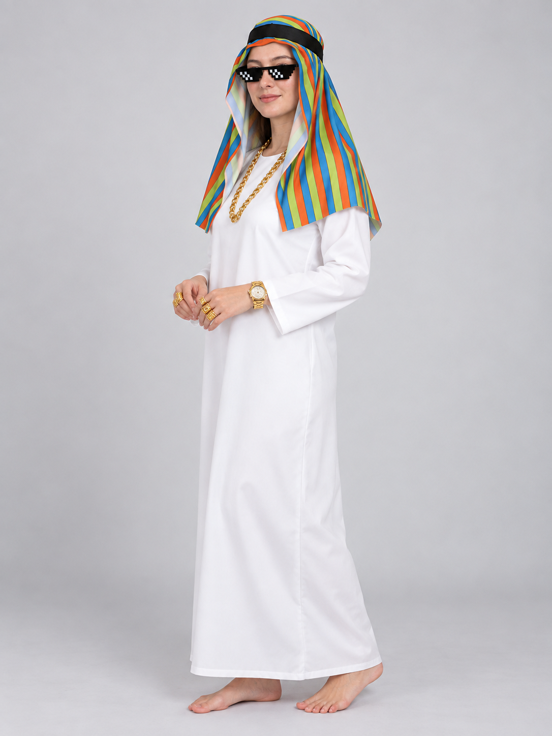Costume: White Robe, Headscarf, Gold Chain