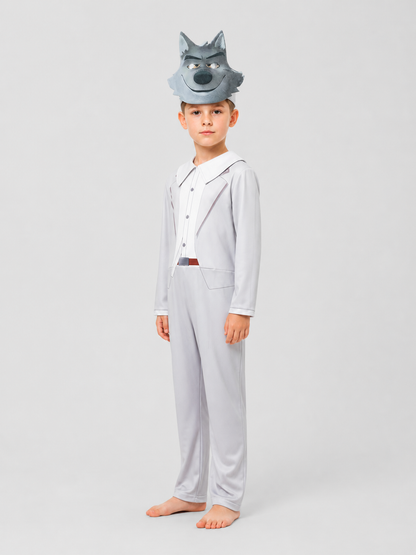 Gray Wolf Cosplay Costume: Jumpsuit and Mask side view