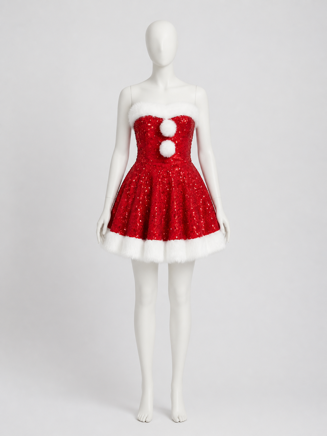 New Year's Costume Dress with Sequins and Fur Trim side view