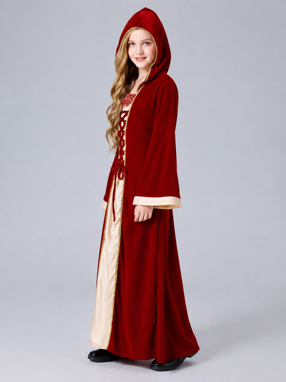 Stage dress with hood and lacing side view