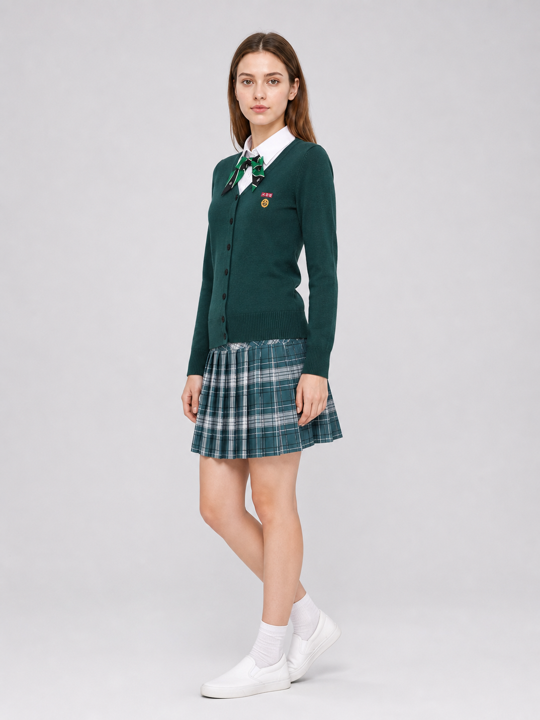 School Uniform Cosplay Costume: Cardigan, Shirt, and Skirt