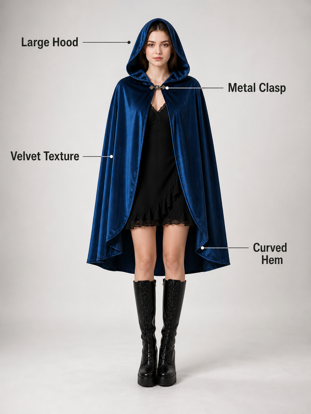 Blue Carnival Hooded Cape for Stage