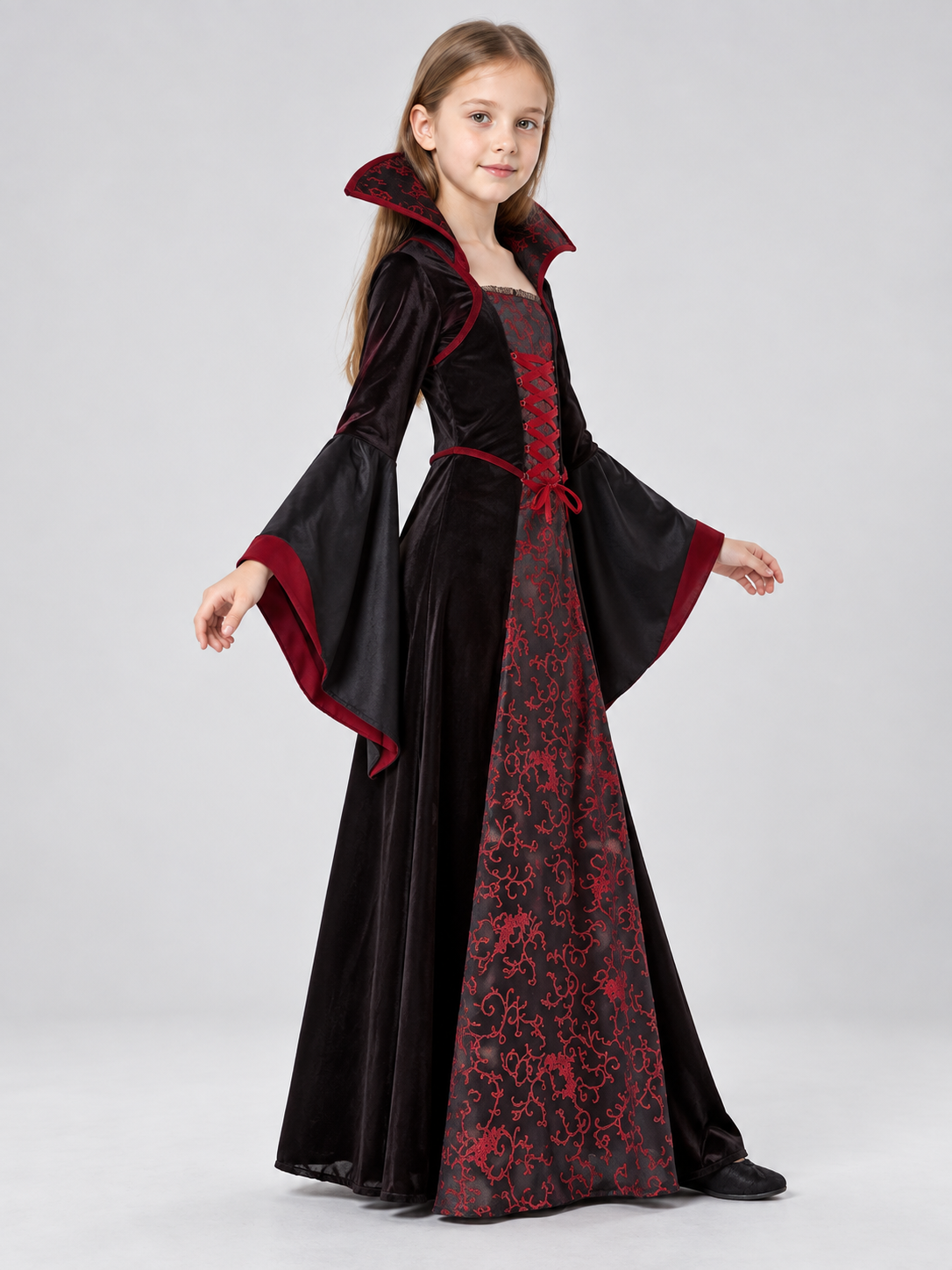 Vampire Costume with Red Trim side view