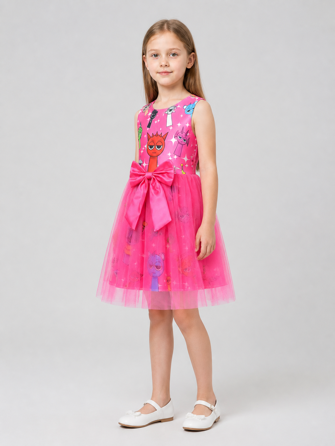 Sprunki Cosplay Dress with Full Tulle Skirt and Bow side view