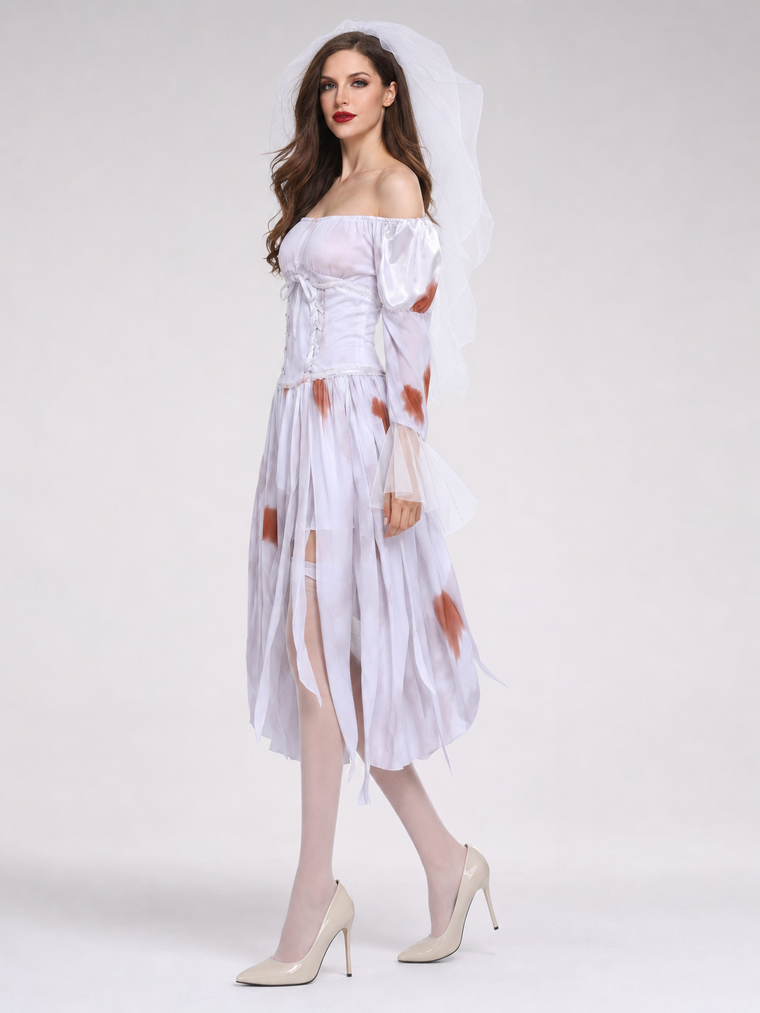 Gothic vampire-themed costume with veil