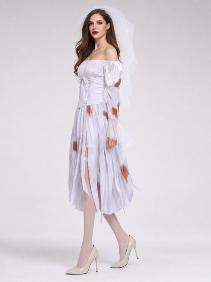 Gothic vampire-themed costume with veil