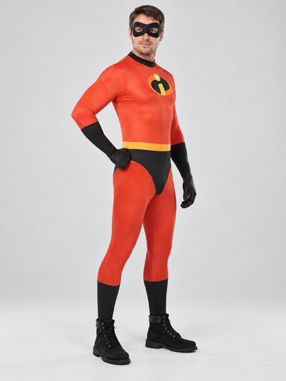Adult superhero costume red with black mask