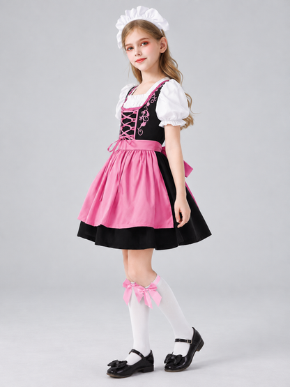 Bavarian-Style Children's Costume with Apron and Headpiece