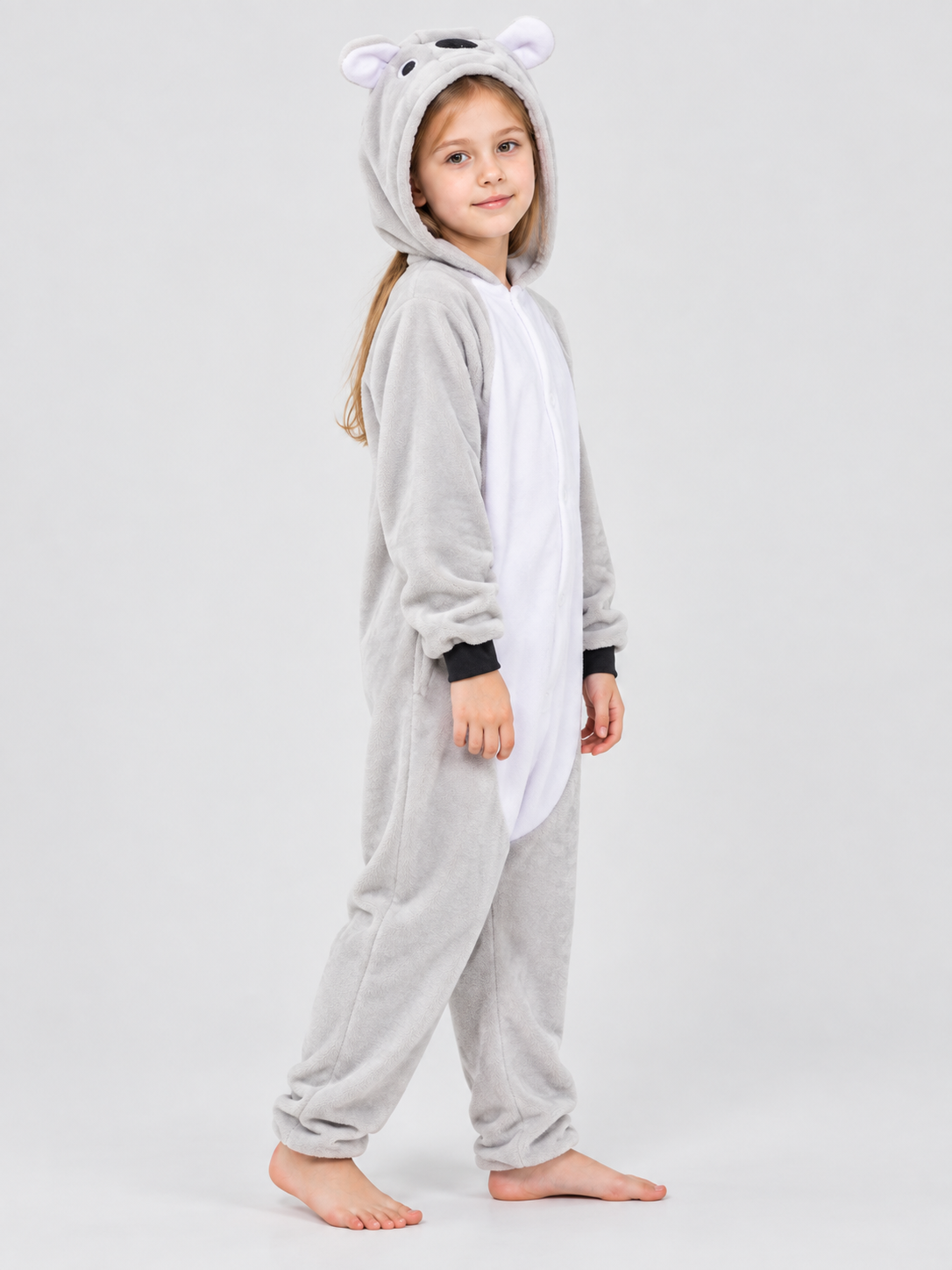 Flannel Hooded Pajama Jumpsuit with Ears