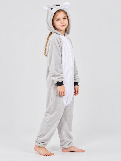 Flannel Hooded Pajama Jumpsuit with Ears