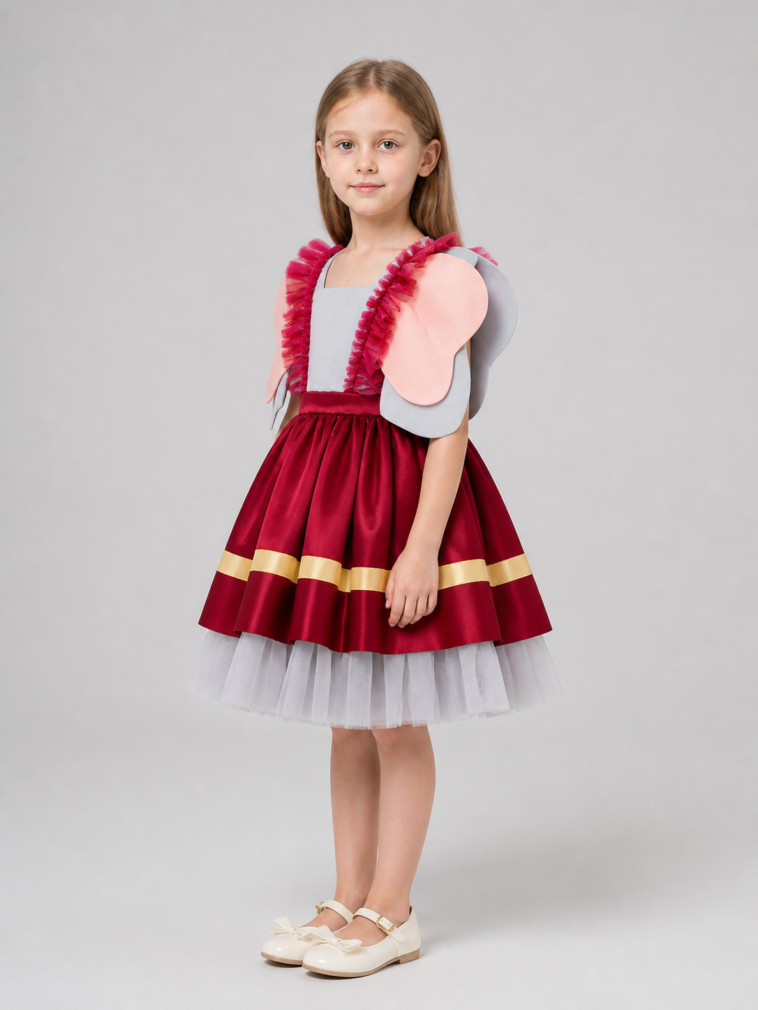 Kids' Costume Dress with Wings and Full Skirt side view