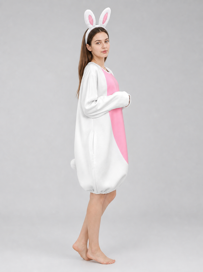 Rabbit Costume with Ears, Tail, and Pink Panel