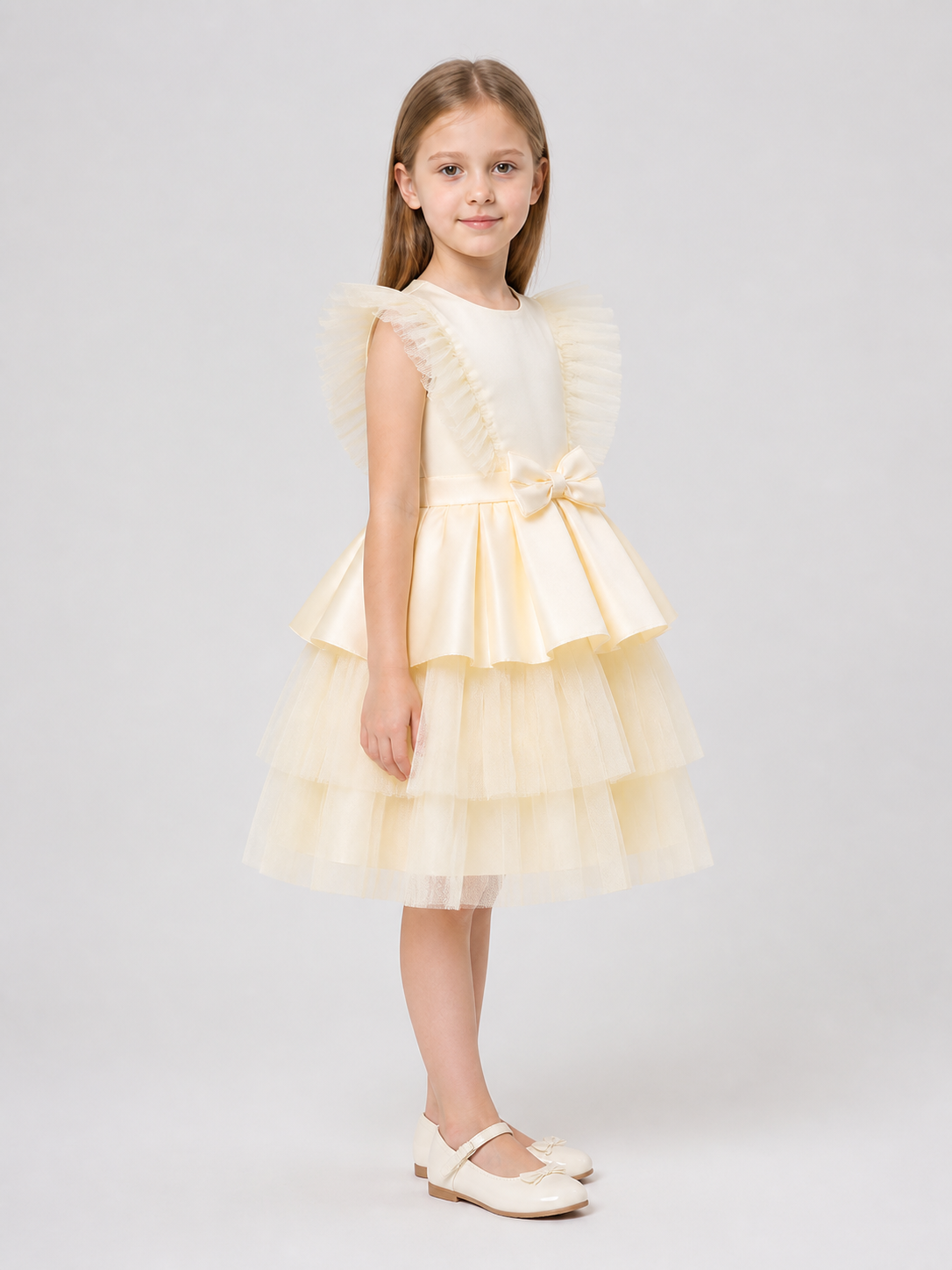 Children’s Princess Dress with a Full Skirt and Bow side view