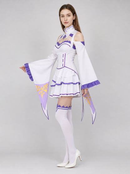 Emilia Cosplay Dress with Tiered Skirt and Wide Sleeves