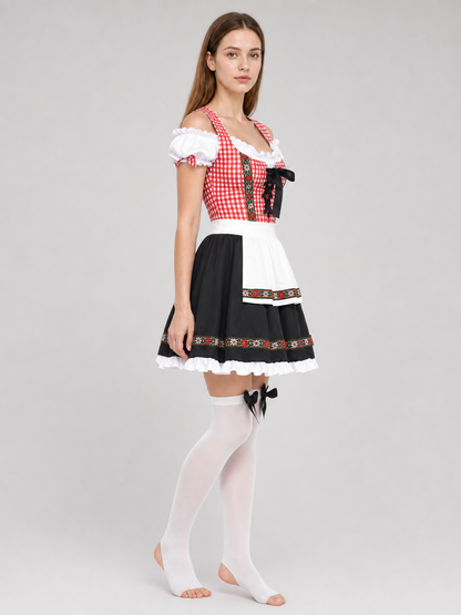 Historical national costume with apron and full skirt side view