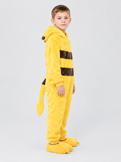 Kids' Hooded Jumpsuit Pajama with Tail, Yellow