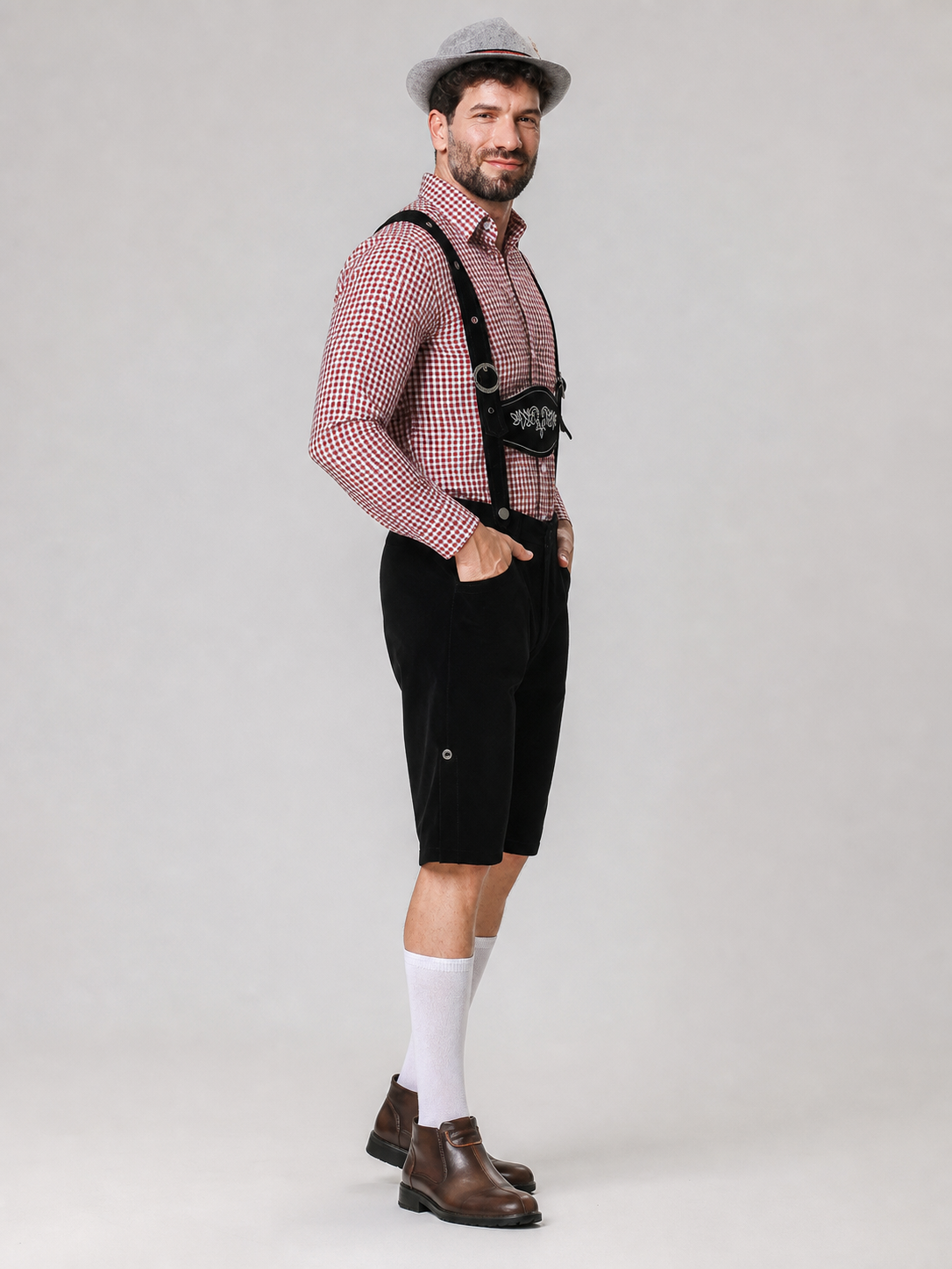 German-Style Outfit: Shirt and Suspender Shorts
