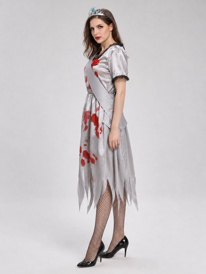 Zombie Queen Costume Dress with Tiara and Sash