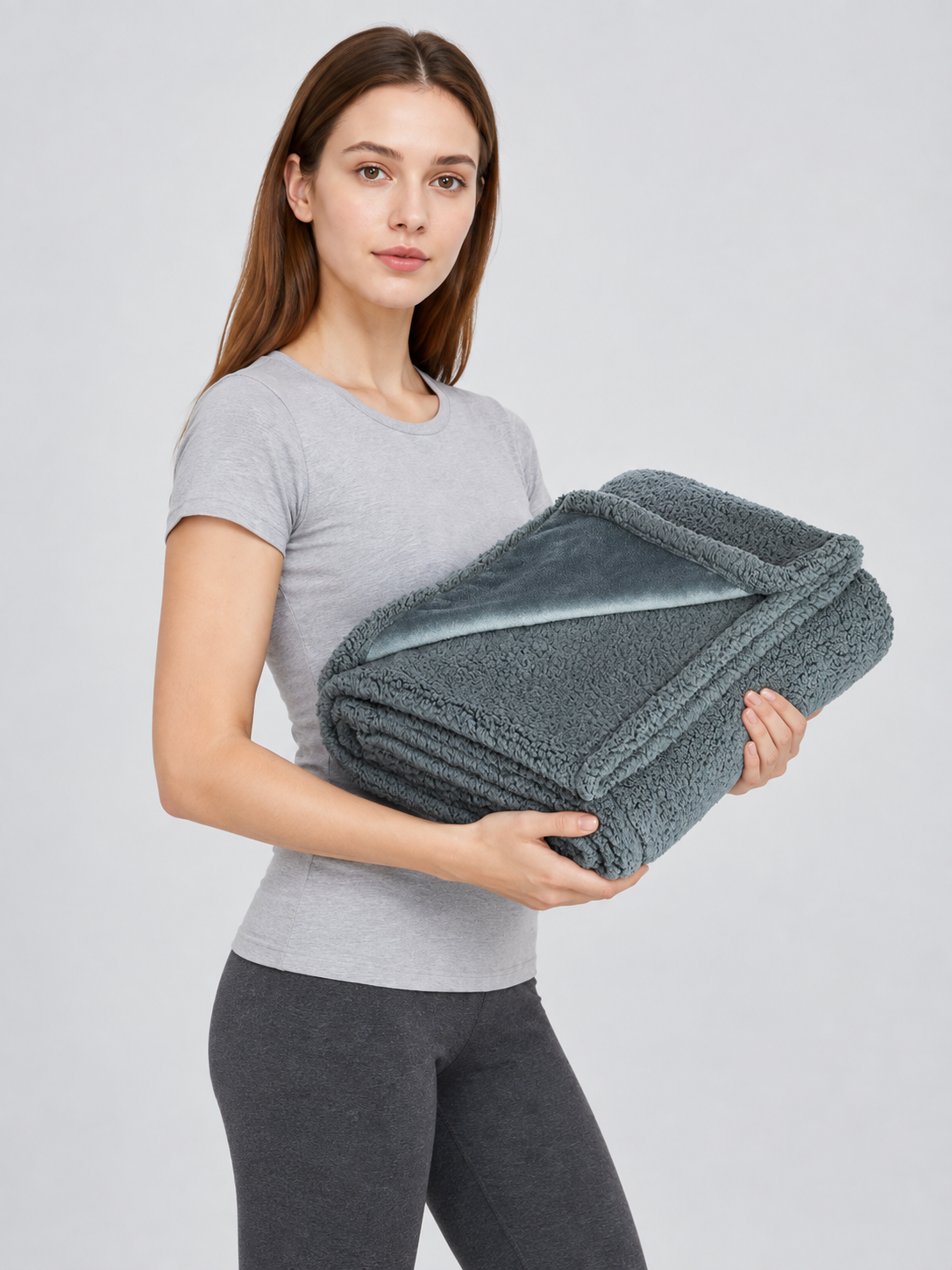 Reversible Pet Blanket, Gray side view