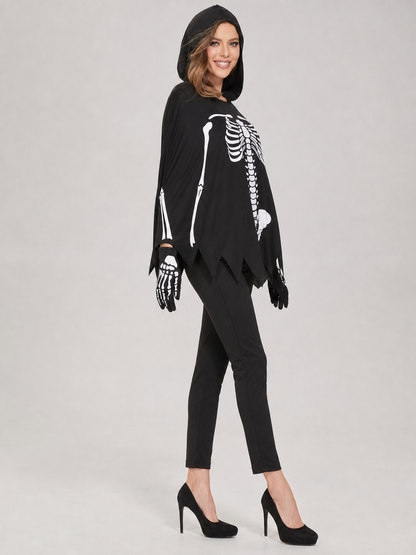 Hooded Cape with White Skeleton