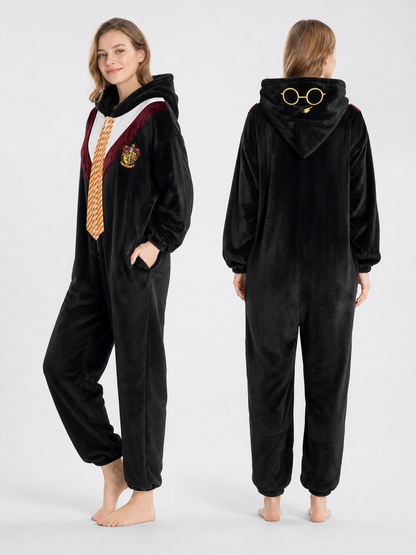 Wizard-Style Hooded Costume Jumpsuit