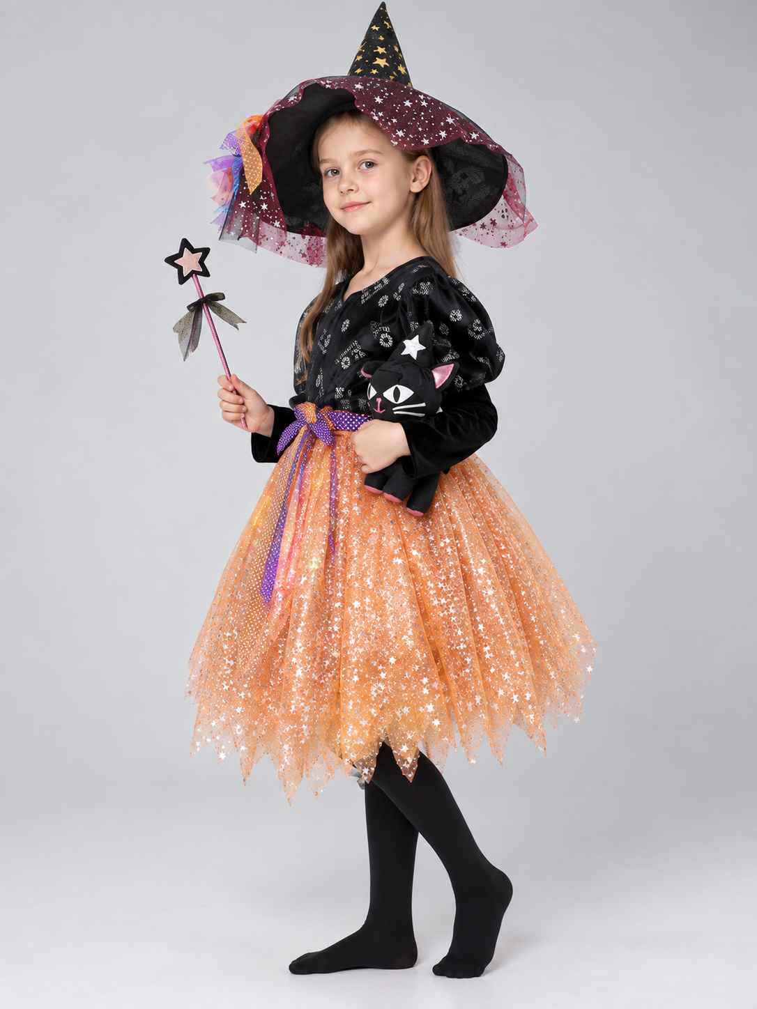 Children’s Witch Costume with Dress and Hat side view