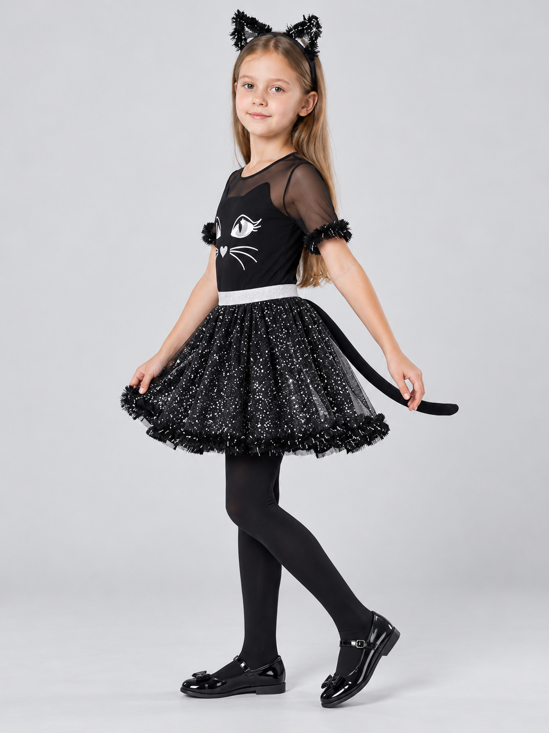 Kids' Black Cat Costume with Ears and Tail
