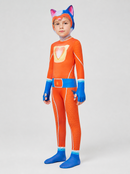 SuperKitties Cosplay Costume: Hooded Jumpsuit side view