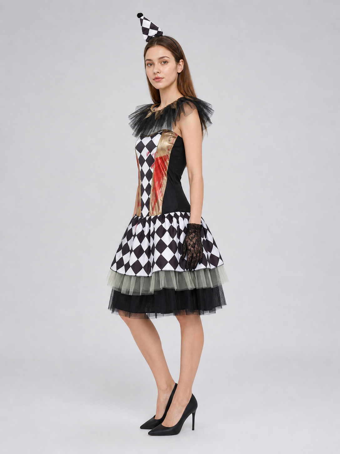 Halloween clown costume with gloves, dress