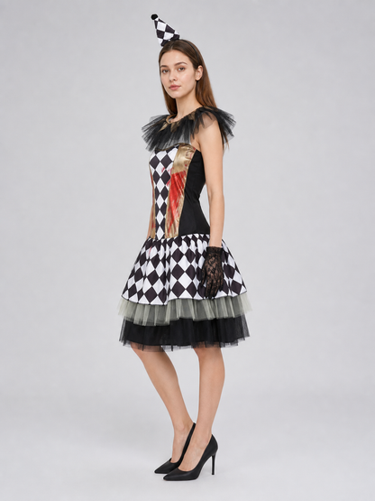 Halloween clown costume with gloves, dress