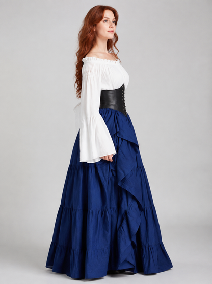 Medieval Maxi Dress with Tiered Skirt side view