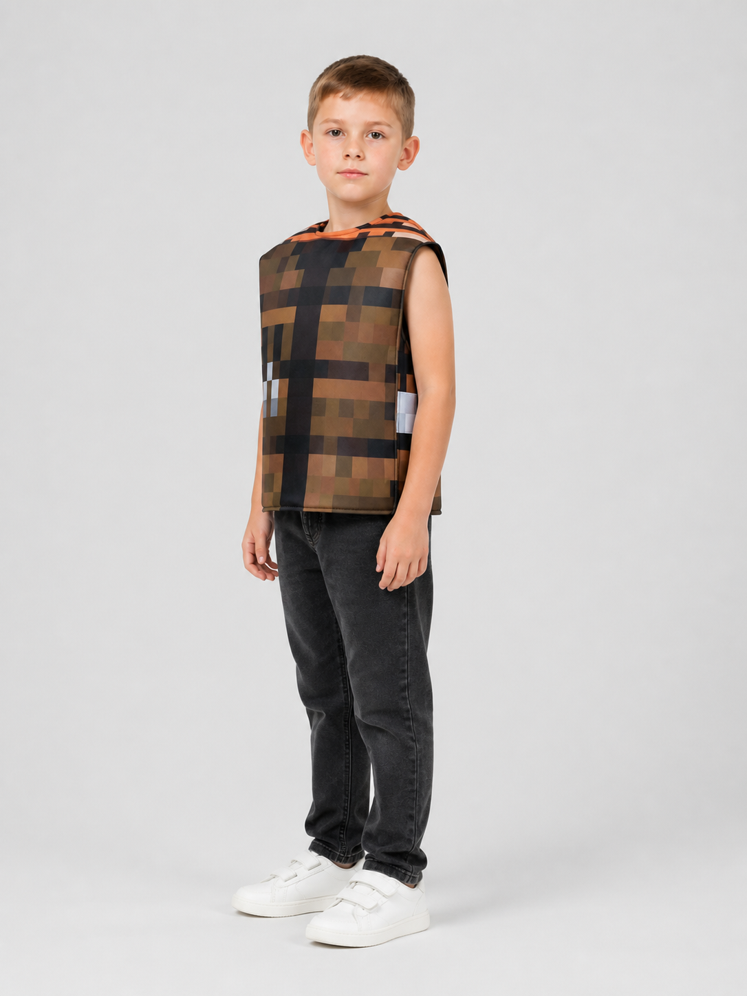 Children’s Minecraft Costume Vest with Pixel Pattern