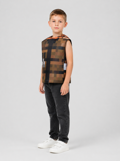 Children’s Minecraft Costume Vest with Pixel Pattern