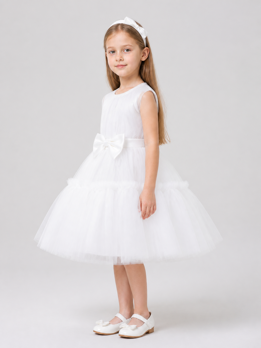 L2066XZ Tutu Dress with Tulle Skirt and Bow side view