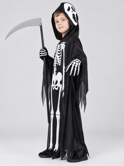 Skeleton Costume with Mask and Hood