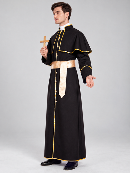Priest Costume with Cape, Belt, and Cross